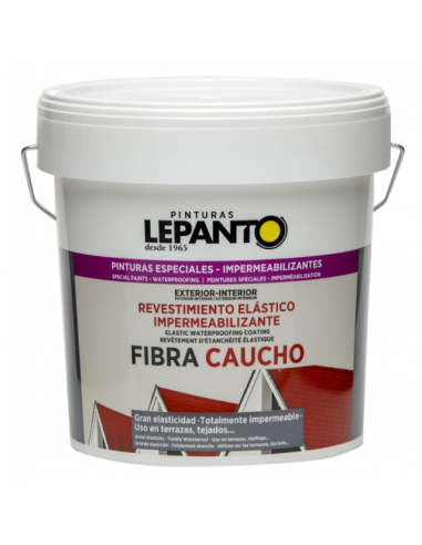 Pintura impermeable de caucho con fibras, blanca, bote 15 l